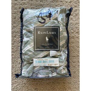 Ralph Lauren Caulfield Laurelton Green Purple Striped King Ruffled Pillow Sham